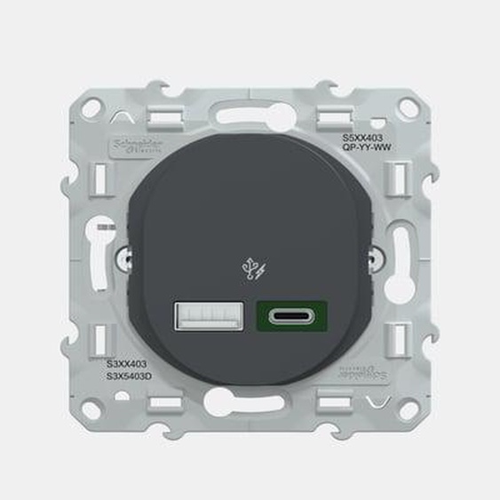 Prise chargeur usb A - Ovalis - anthracite