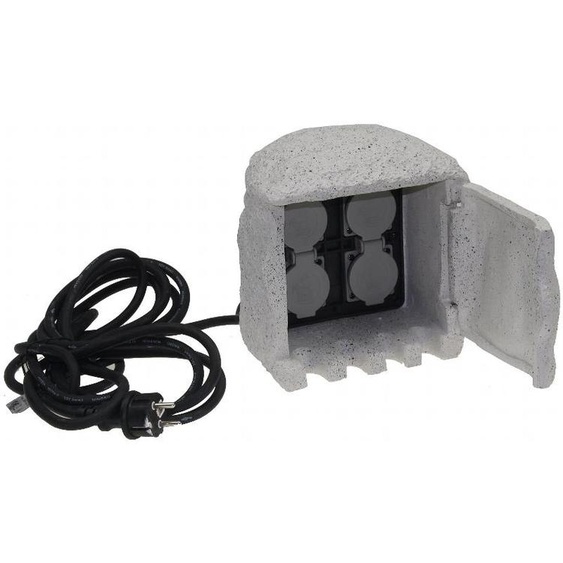 Prise de jardin « Stone », quadruple 250 V/16 A, IP44, avec câble dalimentation de 5 m