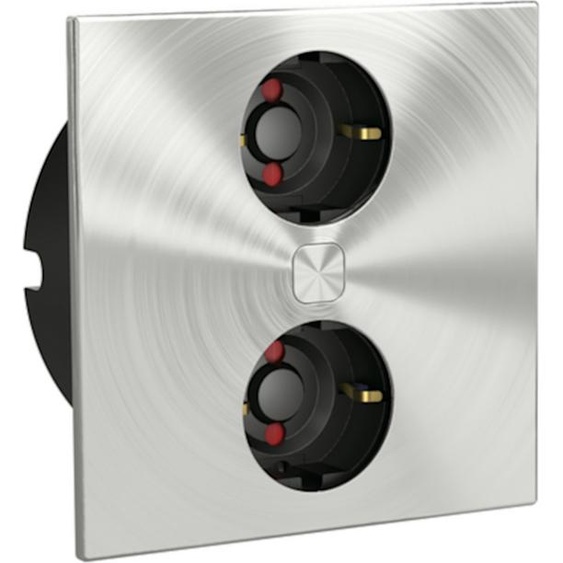 Prise double Duplex E en acier inoxydable pour lencastrement dans un plan de travail / Prise multiple / Répartiteur de prises