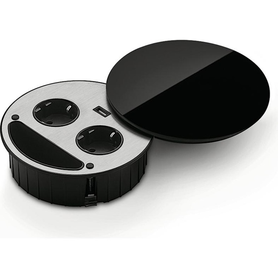 Prise double Smile USB A, élément de prise, verre noir