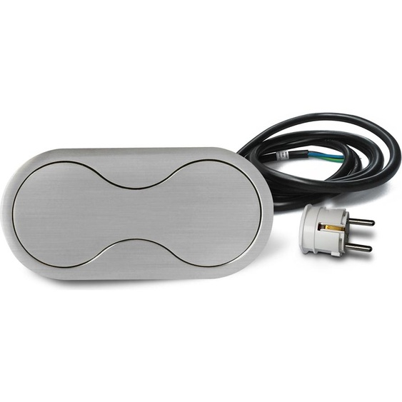 Prise encastrée Thebo 17096 acier inoxydable ST 09 avec couvercle pivotant