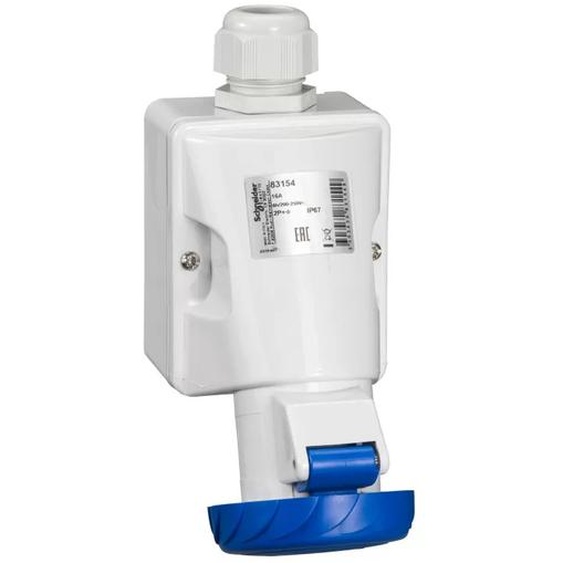 Prise industrielle Schneider Electric PratiKa - 16 A - 2 pôles + terre - 200...250 V CA - IP67 83154