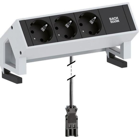 Prise multiple de table Bachmann DESK 2 à 3 prises, couleur : inox