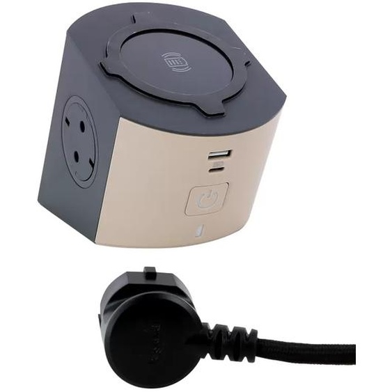 Prise multiple legrand 694500 avec chargement sans fil/ 2 prises/ 1 usb a - 1 usb type c/ taupe et noir