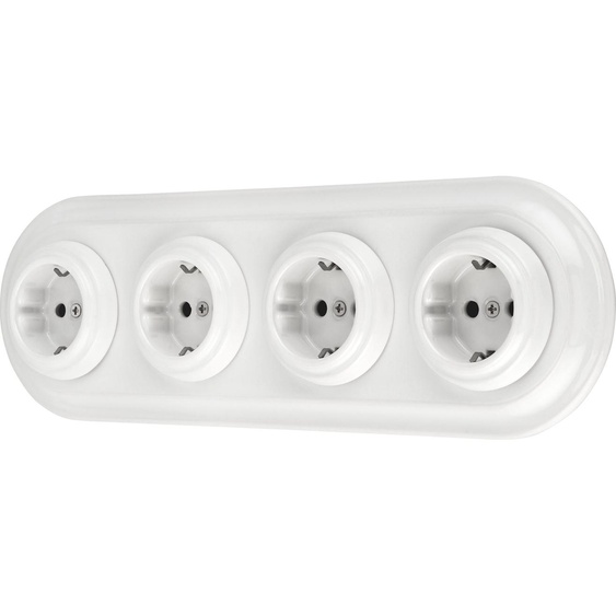 Prise rétro encastrée en porcelaine 4x, All-in-One, SET Série PR1 blanc