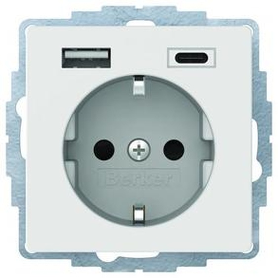 Prise SCHUKO/USB polar white velvet - Prise contact de protection 48046089