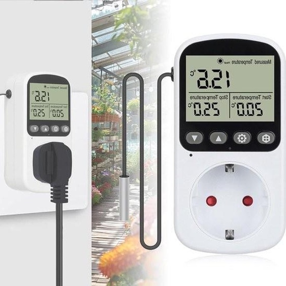 Prise thermostatique numérique – Régulateur de température avec capteur pour serre et aquarium.