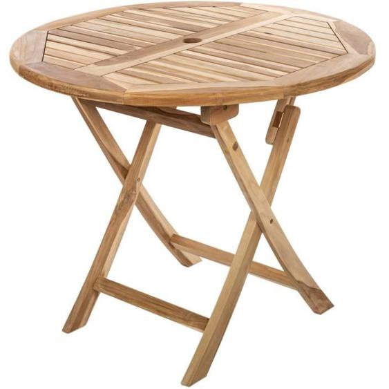 PrixPrime - Table ronde pliante en teck de 90 cm de diamètre
