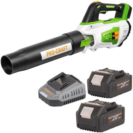 Procraft PB20 Souffleur de feuilles sans fil 20 V TURBO + 2x batterie 4,0 Ah + chargeur