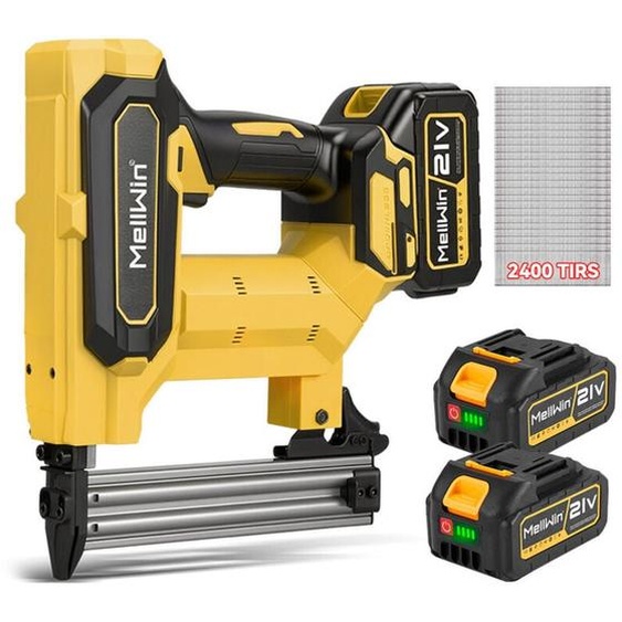 Professional Cloueuse sans fil （Clou droit，Longueur de Clous : 10-30 mm）- Avec deux batteries de 3,0 Ah et 2400 clous F30