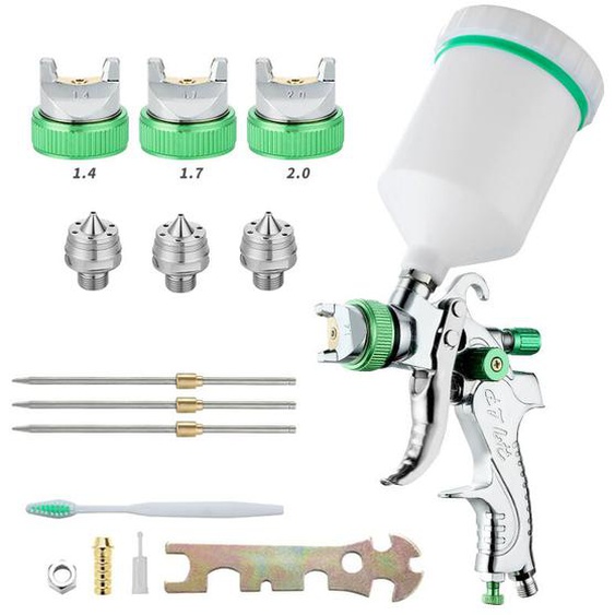 Tinor - Professionnel Pistolet à Peinture Haute Pression Kit Pistolet à Pulvérisation dAir Pistolet a Peinture Pneumatique à Alimentation par