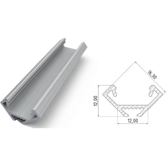 Profilé dangle en aluminium brut 2010 mm pour bande de 12 mm