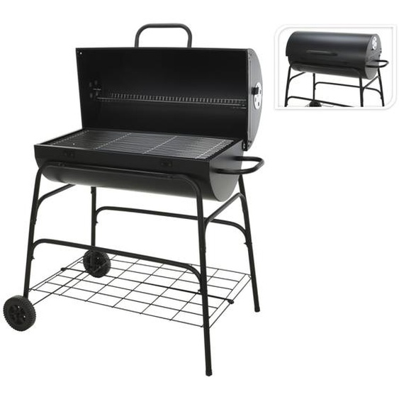 ProGarden Barbecue à charbon de bois sur roues forme de cylindre