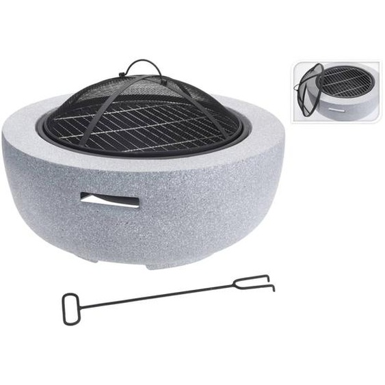 ProGarden Bol à feu avec grille de barbecue Rond Gris clair 60x25 cm