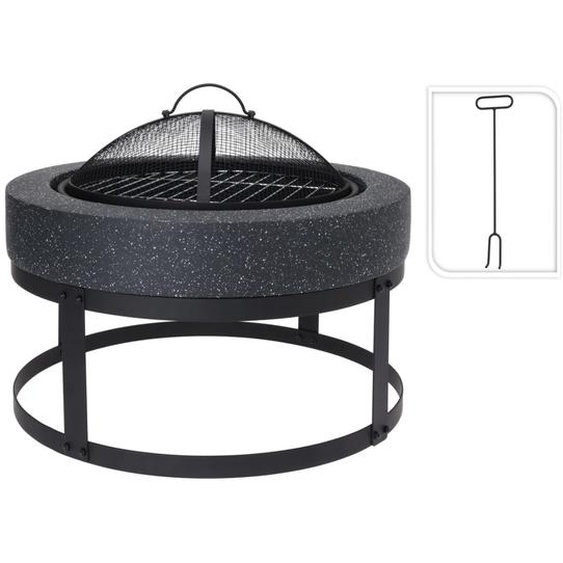 ProGarden Bol à feu avec grille rond 50,5x50,5x37 cm noir