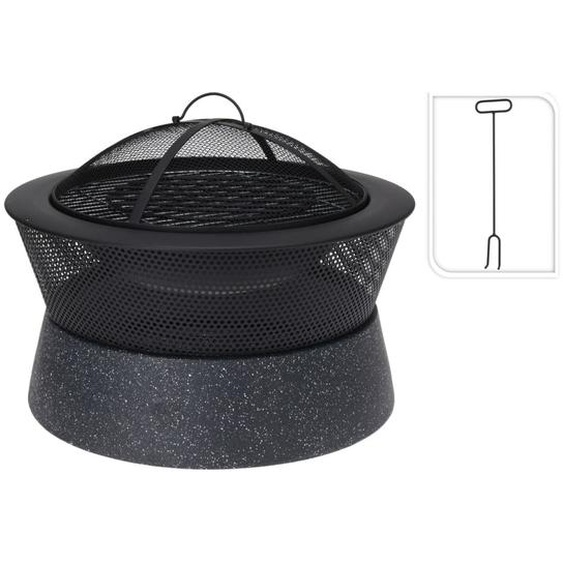 ProGarden Bol à feu avec grille rond 54,5x54,5x38 cm noir