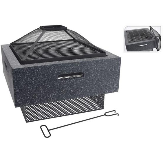 ProGarden Bol à feu et grille de barbecue Gris foncé 52,5x52,5x18,5 cm