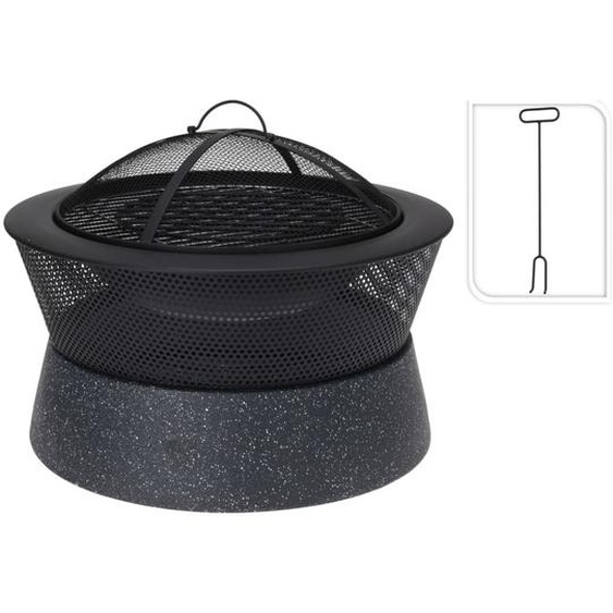 ProGarden Bol de feu avec grill Rond 54,5x54,5x38 cm Noir