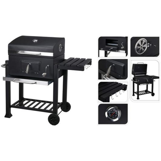 ProGarden Chariot à barbecue moyen noir