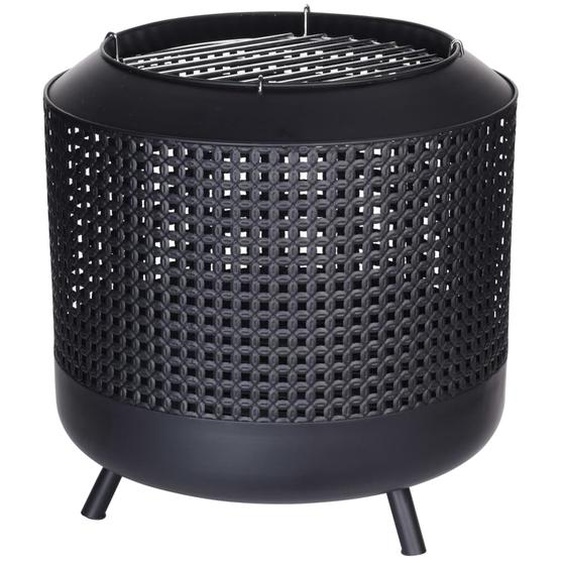 ProGarden Panier à feu avec grille de barbecue 50x51 cm Noir