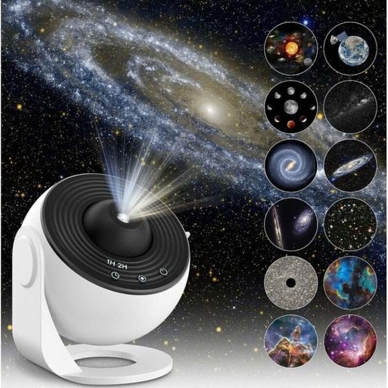 Projecteur détoiles de Planétarium, Projecteur de Galaxie, Veilleuse de Ciel étoilé Réaliste avec 13 Disques de Film, Lune de Constellation de S