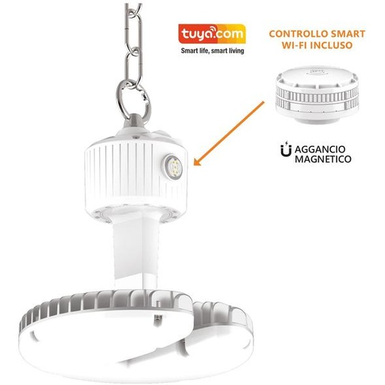 Projecteur LED Industriel Alcapower UFO 80W Wi-Fi Intelligent CCT Réglable 10000lm Angle 120° IP65 Éclairage Professionnel Haute Performance Durable