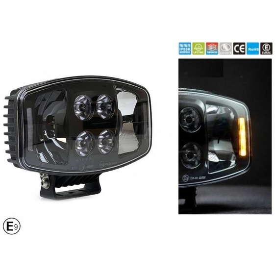 Projecteur LED Jumbo 90 W, équivalent à une ampoule halogène 12 V - 24 V, avec feux de jour (DRL) et feux de stationnement blanc-jaune, pour 4x4, camions et tracteurs