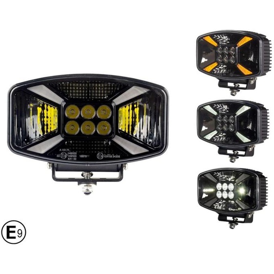 Projecteur universel à LED de 140 W / lampe halogène 12 V–24 V avec feux de jour (DRL) / feux de stationnement, blanc-jaune, pour quad, Jeep, camion, tracteur