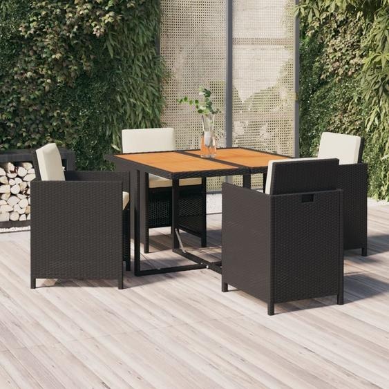 Prolenta Premium 5-pièces salon de jardin avec coussins Poly rotin noir