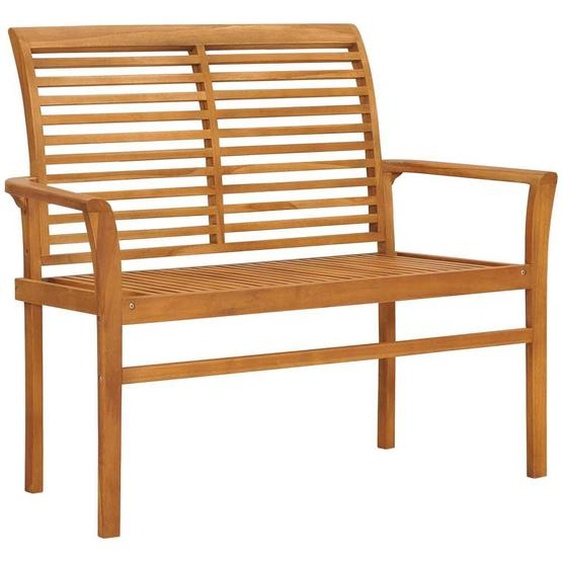 Prolenta Premium - Banc de jardin avec revêtement gris 112 cm teck massif