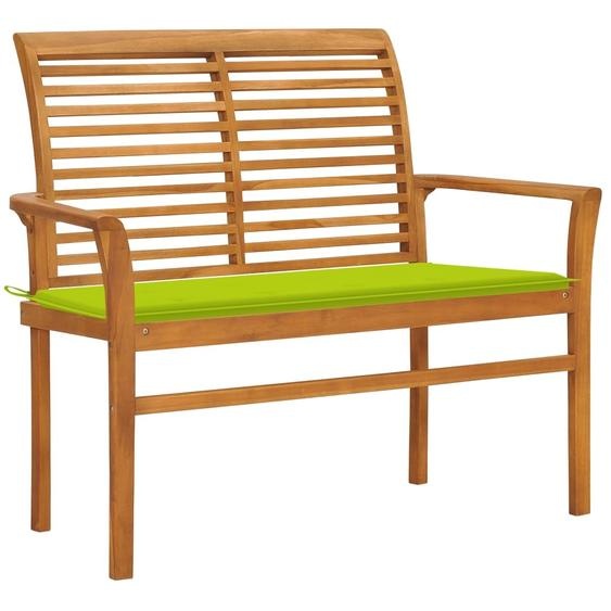 Prolenta Premium - Banc de jardin avec revêtement vert clair 112 cm teck massif