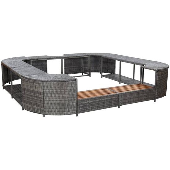 Prolenta Premium - Bordure de spa Carré Gris 268x268x55 cm Poly Rotin