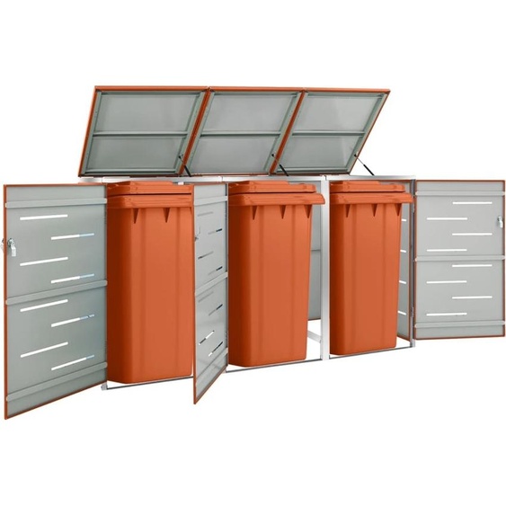 Prolenta Premium - Box pour poubelles pour 3 tonnes 207x77,5x112,5 cm acier inoxydable