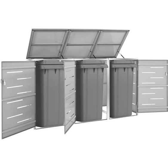 Prolenta Premium - Box pour poubelles pour 3 tonnes 207x77,5x115 cm acier inoxydable