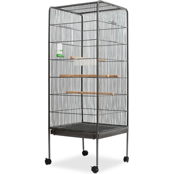 Prolenta Premium - Cage à oiseaux noire 54x54x146 cm Acier