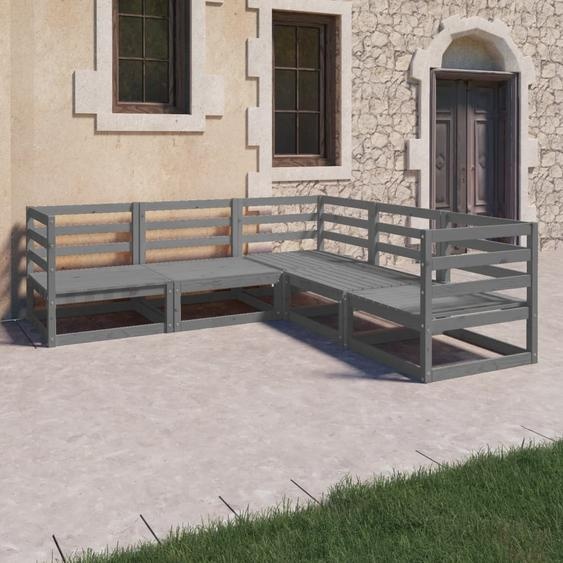 Prolenta Premium - Ensemble de salon de jardin 5 pièces gris pin massif