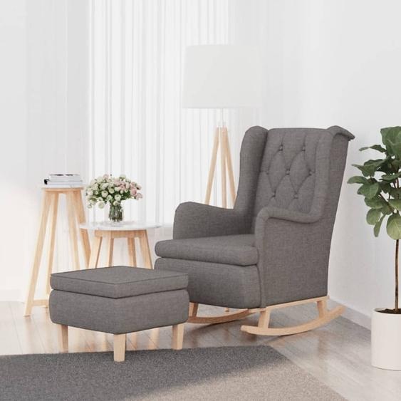 Prolenta Premium - Fauteuil à bascule avec tabouret Gris clair Tissu