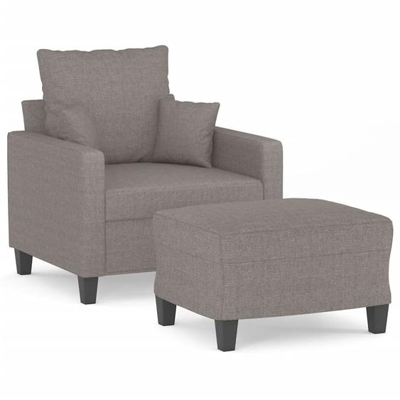 Prolenta Premium - Fauteuil avec pouf Taupe 60 cm Tissu