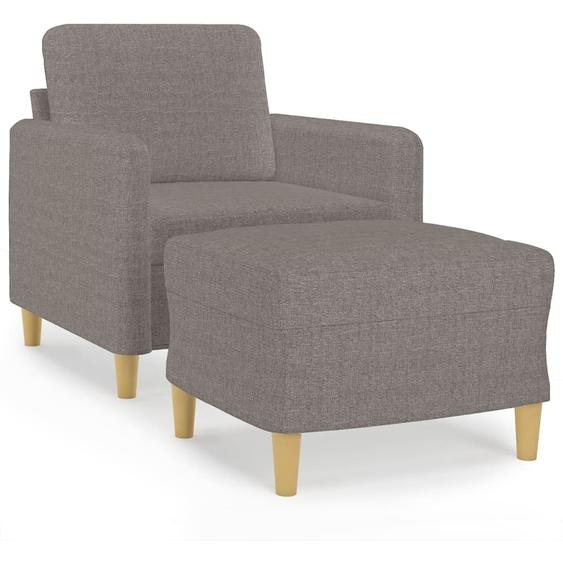 Prolenta Premium - Fauteuil avec pouf Taupe 60 cm Tissu