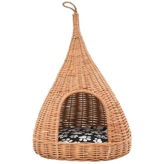 Prolenta Premium maison pour chats avec coussin 40x60 cm osier naturel tipi