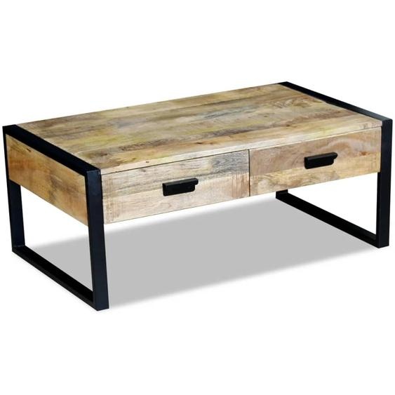 Prolenta Premium Table basse avec 2 tiroirs en bois de manguier massif 100x60x40 cm