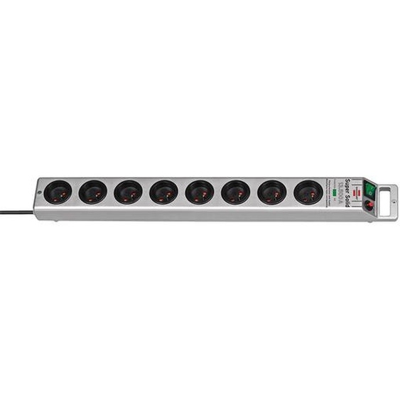 Prolongateur multiprise Super-Solid Brennenstuhl, parasurtenseur 13 500A, 8 prises courant, coloris argenté