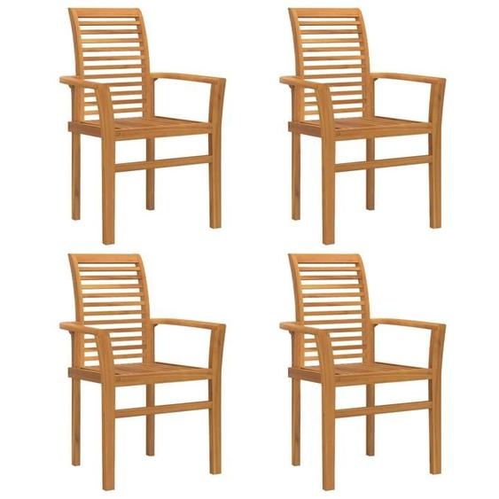 PROMOTION Anti-UV Chaise de Jardin larrière-cour - empilable 4 pcs - Bois massif de teck 23928 - BestMeuble