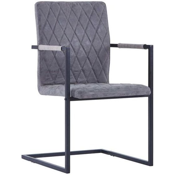 Promotion dhiver Chaise cantilever 2 pcs. Gris foncé similicuir - Chaise de salle à manger CC1828