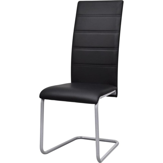 Promotion dhiver Chaise cantilever 2 pcs Noir Similicuir - Chaise de salle à manger CC1409