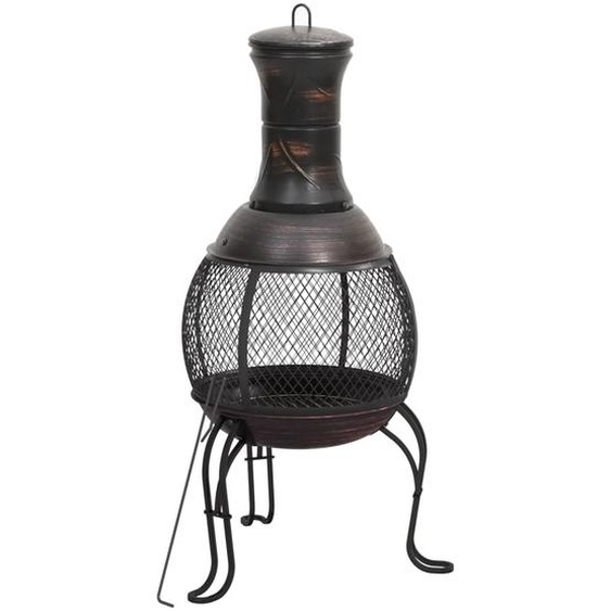 Promotion dhiver Cheminée de jardin avec tisonnier 39x39x90 cm Acier - Corbeilles à feu & coupes CC15939