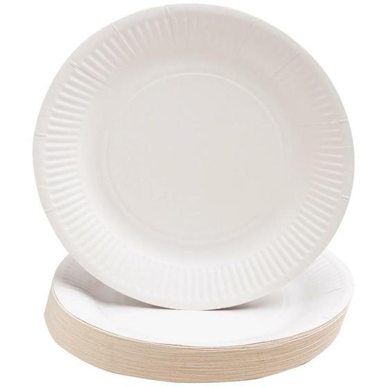 PRONAPPE 50 Assiettes en carton rondes, 23 cm - Blanc