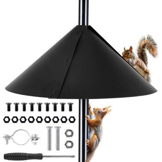 Protection anti-écureuils pour cages à oiseaux, 45 cm, en plastique, ronde, protection anti-écureuils pour cages à oiseaux, usage extérieur, protège les cages à oiseaux et les perchoirs
