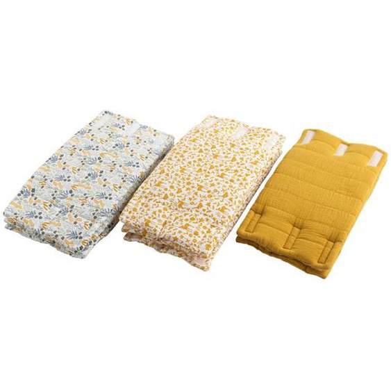 Protection De Barreaux De Lit En Coton Jaune/blanc