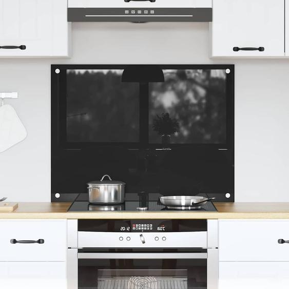 Protection de cuisine Noir 80 x 60 cm verre trempé